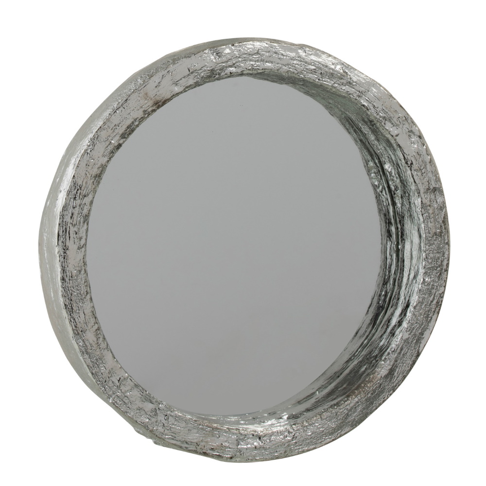 Spiegel zilver rond polyresin 25cm
